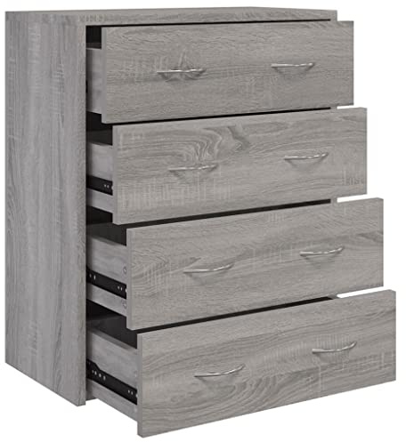 vidaXL Aparador con 4 Cajones Armario Auxiliar Almacenamiento Mueble Sala de Estar Dormitorio Baño Comedor Cocina Entrada Oficina Gris Sonoma