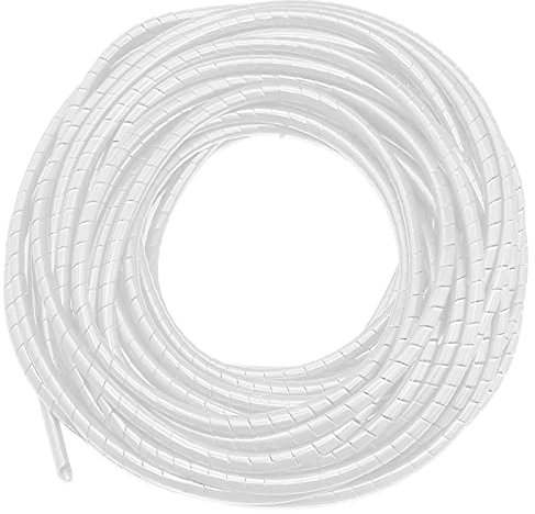 12M Kabelschlauch Kabelspirale, 8mm Universal Kabelschutzschlauch Kabelorganisation Kabelkanal Bündelung Schutz-System für TV, Computer, Heimkino - Weiß Transparent