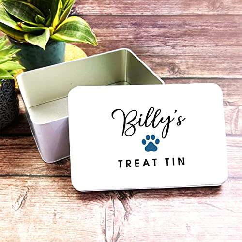 Fingerprint Designs Cat Dog Biscuits Blue Paw Print Personalised Pet Treat Storage Tin