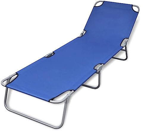 FIRBNUS Klappbare Sonnenliege Stahl Blau Balkonmöbel Gartenliege Klappbar Gartenstuhl Klappbar Strandstuhl Klappbar Strandliege Klappbar Sonnenliege Balkon Sonnenliege Metall Verstellbar