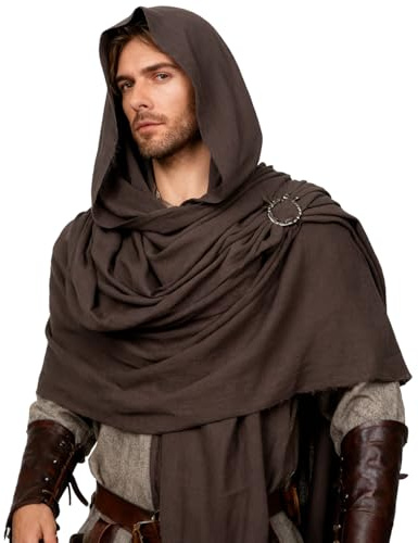 keland Chal Medieval Capa Echarpe Estola Bufanda Larga con Broche para Mujer Hombre (Marrón)