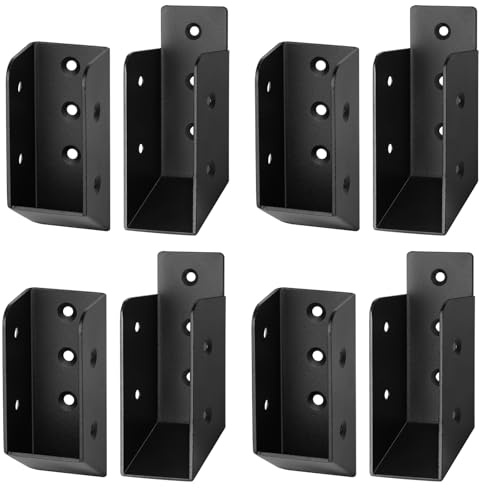 MOUNTAIN_ARK 8 Pcs 2x4 Black Deck Railing Fence Bracket, 30 Degree Joist Hanger, U Shaped Concealed Connector for Stair Handrail, 13 Gauge