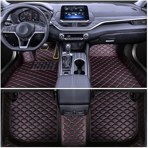 IXITAB Anpassen Leder Auto Fußmatten Passt für Subaru XV 2018-2023, Leder Autoteppich 3D All-Inclusive-Stil Automatte vorn und hinten(Links Fahren,C Black Red Thread