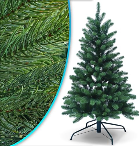 NYVI Weihnachtsbaum NYVI-Xmas Premium 120 cm - Künstlicher Voll-PE Tannenbaum aus 100% Spritzguss - Täuschend echter Kunstbaum - B1 Schwer Entflammbar - Metallständer - Modularer Aufbau