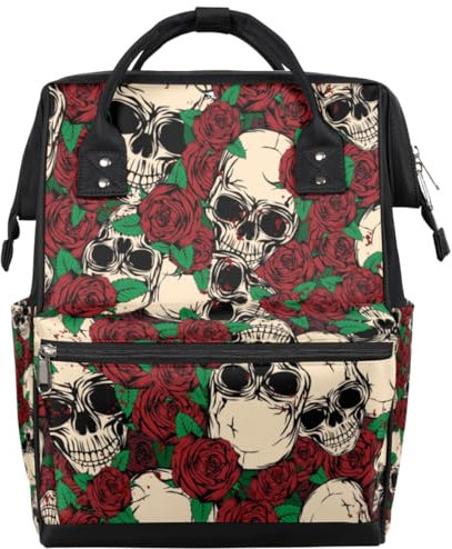 Tavisto Wickeltasche mit Blumenmuster, multifunktional, wasserdicht, große Wickeltaschen für Mütter und Väter, Zuckerschädel mit Blume, Zuckerschädel mit Blume