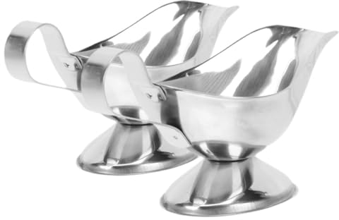 Garneck 2pcs Stainless Steel Sauce Boat Milk Jug Set for Cafe Gravy Separator Dressing Serving Pitcher