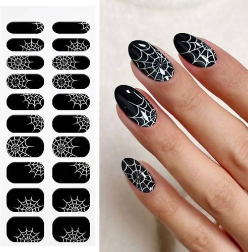 JMEOWIO Nagelfolie Halloween Schwarz Gel Nail Nagelfolien Selbstklebend Nail Sticker Uv Härtend Dekoration Nageldesign Zubehör