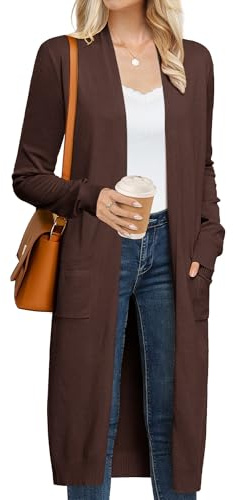 GRACE KARIN Women's 2026 Trendy Long Cardigans Sweater Lightweight Open Front Long Sleeve Maxi Duster Coats with Pockets
