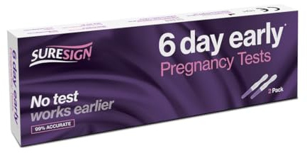 Suresign 6 Day Early Pregnancy Tests, Pack of 2, 99% Accurate