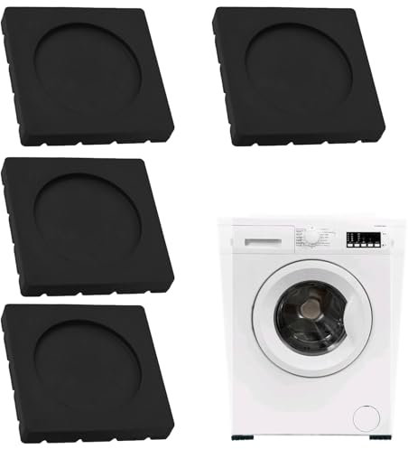 4PCS Silicone Rubber Block Anti Vibration Pads Black Anti Vibration Pads for Washing Machine Absorbing Non Slip Grip Feet Pad Rubber Washing Machine Pads Anti Vibration for Washer Dryer Applianc