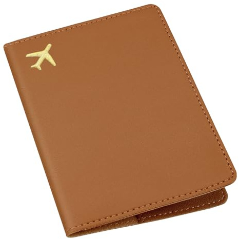 ILIYAH Reisepass hülle Reisemappe Reisepasshülle PU Leder Passport Holder Reisezubehör Passport hülle Karten und Banknoten Dürfen Eingefügt Werden(Braun)
