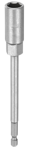 sourcing map Steckschlüssel-Bohrer, 12 mm, metrischer Schlag-Stecknuss, 1/4-Zoll-Sechskantschaft, 150 mm, extra lange 6-Punkt-Stecknüsse, Schnellwechsel, CR-V-Stahl, Bolzen-Setter für Bohrschrauber