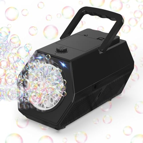 Macchina per bolle professionale automatica portatile ricaricabile USB - 10000 bolle/min, 2 velocità, serbatoio 240 ml, giocattoli a bolle per bambini, per compleanno/matrimonio/festa/all'aperto