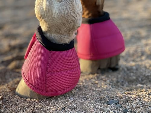 TGW RIDING 2520D Horse Bell Boots No-Turn Horse Bell Boots, Equine Ballistic Hoof Overreach Bell Boot, Pair (Hot Pink, M)
