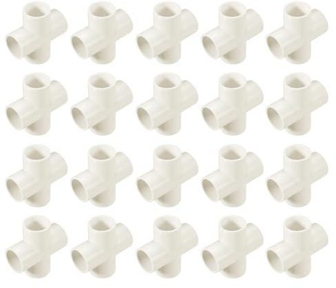 QUARKZMAN 12 Pz Raccordo PVC Croce 4 Vie PVC 1 0.98 Connettori PVC Gomito PVC Raccordi per Tubi PVC Raccordo PVC Giunto PVC Raccordo Angolare PVC per Fai da Te Giardino Bianco