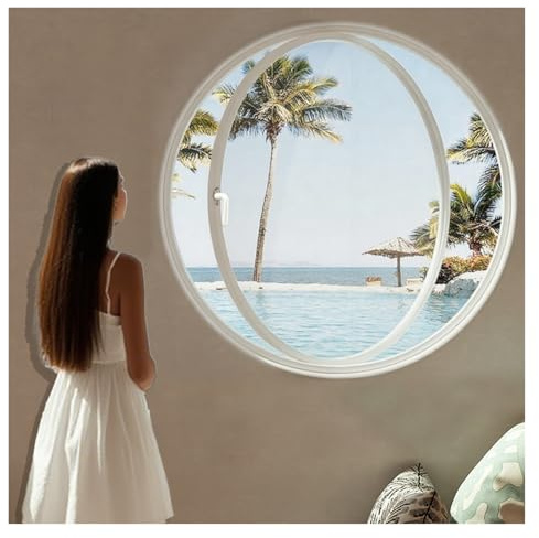 Drehbares rundes Schuppenfenster, Dachboden/Dachfenster/Gewächshaus, dekoratives Fenster mit Aluminiumrahmen, individuelle Größe, 500 mm Durchmesser