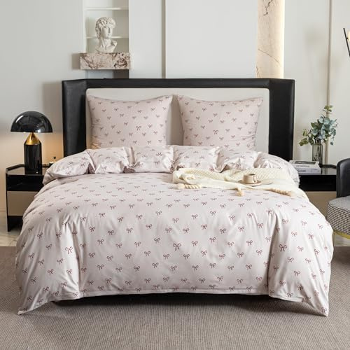 Cotton Market Biancheria da letto, set di biancheria da letto, 3 pezzi, copripiumino 220 x 200 cm e 2 federe 70 x 80 cm, fiocco