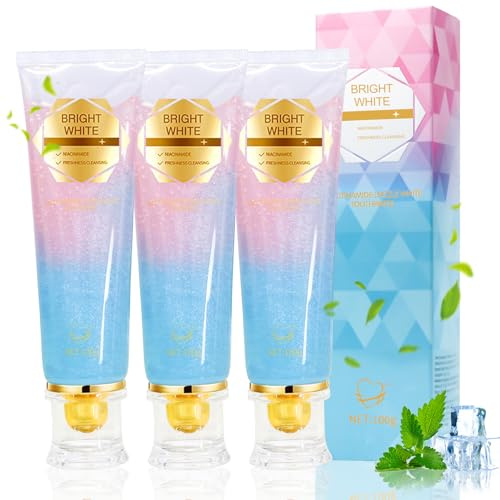 Puasok 3 Pezzi Dentifricio Sbiancante alla Niacinamide, Niacinamide Whitening Toothpaste, Rimuove Macchie di Caffè e Tè, Dentifricio Niacinamide per Denti Più Bianchi & Alito Fresco, 100g per Tubo