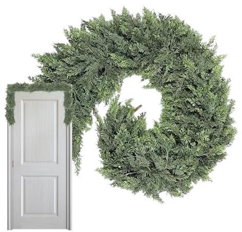 doyandader Künstliche Tannengrüne, Zypressen Girlande, Tannengirlande Weihnachtsgirlande Girlande Tannengrün Spritzguss Mit Zapfen Und Roten Beeren, Für Kamin, Wand, Zuhause, Tisch, Urlaub, Party