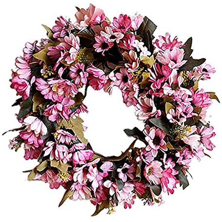 Künstlicher Gänseblümchen-Kranz, sommerlicher bunter Blumenkranz für Haustür, Heimdekoration für Fenster, drinnen, draußen, Hochzeit