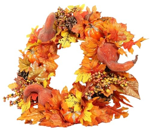 Höst ytterdörrskrans - 50,8 cm, höstdörrkrans dekoration för Thanksgiving | Konstgjord välkomstskylt för Thanksgiving, halloween, jul, vår, interiör