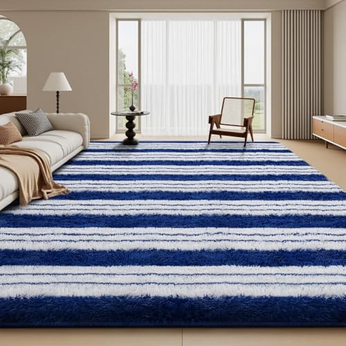 Treeboy Teppich Wohnzimmer Kinderzimmer Waschbarer Teppich 160x230 Blau | Anti-Rutsch Carpet Living Room,Waschbarer Teppich,Extra Große Hochflor Flauschiger,Moderne Teppich für Kinderzimmer mädchen