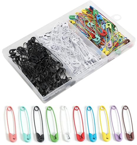 Barlone Sicherheitsnadeln Set, 150 Stück Große Sicherheitsnadeln 55 mm in 3 Farben (Schwarz, Weiß, Bunt) – Premium Edelstahl Sicherheitsnadel für Quilten, Nähen, Basteln & Fixieren