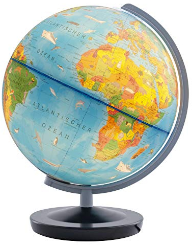 Columbus Kinder-Leuchtglobus mit Tierabbildungen Durchmesser 260 mm Globus mit Licht und inklusive bebilderten Begleitheft für Kinder