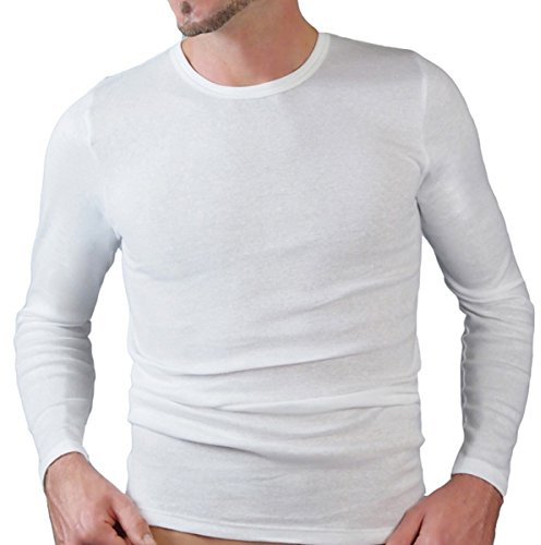 HERMKO 3640 Herren Langarm Shirt aus 100% Bio-Baumwolle, Long-Sleeved Underwear for Men Männer Unterhemd mit Langen Armen, Größe:D 5 = EU M, Farbe:weiß