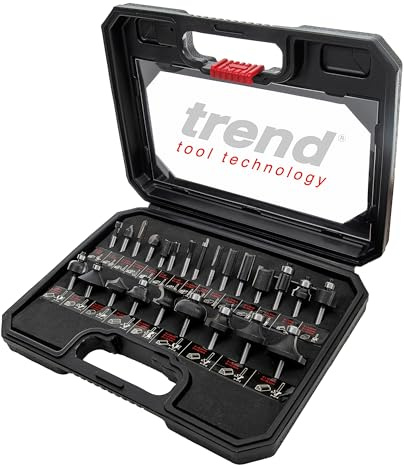 Trend 24 Piece Router Bit Starter Set, 1/4 Inch Shank, Carbide Tipped | Ideal For Precise Routing In Wood, With Tungsten Carbide Tips And Handy Storage Case, SET/SS24X1/4TC
