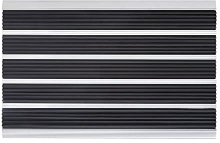 PANA® Aluminium Türmatte (39x60cm) • Fußmatte Außen • Schmutzfangmatte • Fussabtreter mit Nadelfilzeinlagen für den Außenbereich • Floor mat • Farbe: Schwarz
