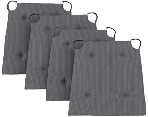 Traumnacht Stuhlkissen Basic 4er Set, mit einem Baumwollbezug, 40 x 42 x 5 cm, grau, Öko-Tex zertifiziert, produziert nach deutschem Qualitätsstandard