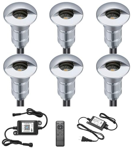 FVTLED RGB WiFi Outdoor Pathway Lights, 6pcs Smart WiFi Low Voltage LED Deck Lighting, Half Moon LED Inground Lights Compatible with Alexa Google Home for Garden Yard Path