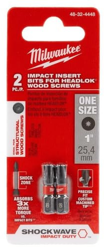 Milwaukee 48-32-4448 Shockwave Insert Bits for HeadLOK Wood Screws (2PK)