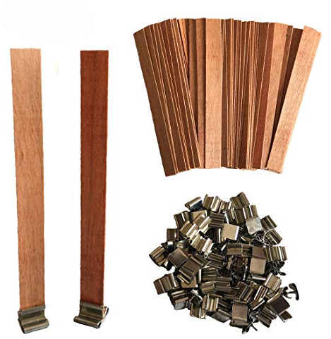 Joyfeel's Store 100 Stück Holz Kerze Dochte mit Eisenständer Kerze Kerne Natürliche Umweltfreundliche Docht für Kerzenherstellung und Kerze DIY Handwerk, 5 zoll (100) (100pcs)