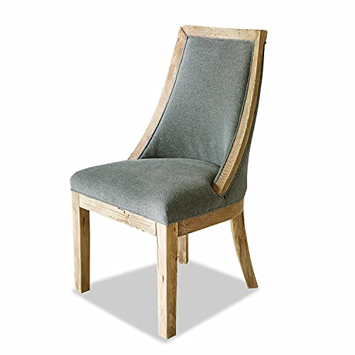 Loberon Stuhl Oteley, Echter Unikat-Charakter, Elegant & Komfortabel, Attraktive Maserung, Gepolsterte Rückenlehne, Sitzmöbel, Kiefernholz, Polyester, braun/grau