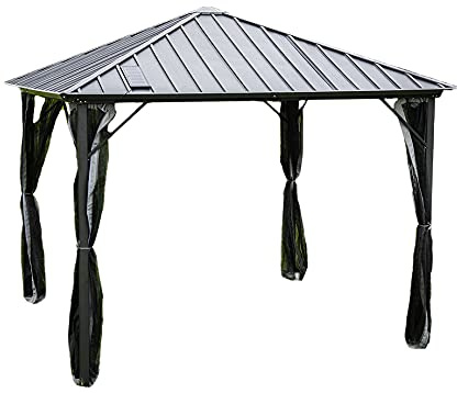 XXL Whirlpool Überdachung Aruba Spa Hot Tub Pool Dach mit LED Beleuchtung Pavillon Pavillion Terrasse Gartenpavillon Partyzelt Aluminium Poolüberdachung 300 x 300 x 200 cm (Mit Insektenschutz)