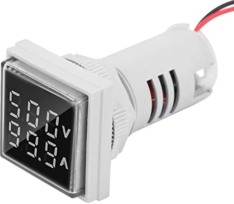 MOUMOUTEN Voltímetro Amperímetro 22mm Pantalla Dual Blanco AC0-100a 60-500V | Panel empotrado LED digital, mide voltaje 60-500V y corriente 0-100A, doble pantalla para monitoreo eléctrico.