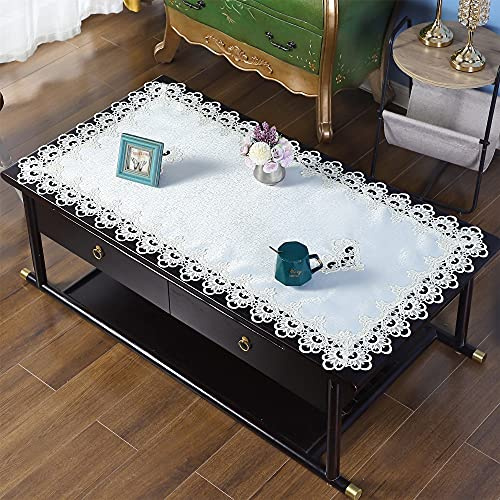 Kleine Spitzentischdecke rechteckig Stickerei Schnitzerei Tee Kaffee Beistelltischdecken Kommoden Schal Tischläufer Dekorationen Elegant Cremeweiß 60 x 120 cm
