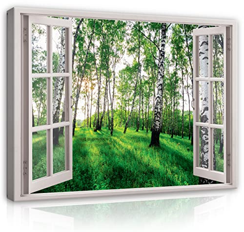 WallArena Leinwand Bilder 80x60 cm | 3D-Fenster, Leinwandbilder, Bild auf leinwand, Format: 80x60 cm (BxH) - einteilig auf Canvas Leinwand. Das Leinwand