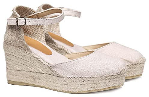 Women's linen espadrille - LAIA-NT - Stone, 38 EU