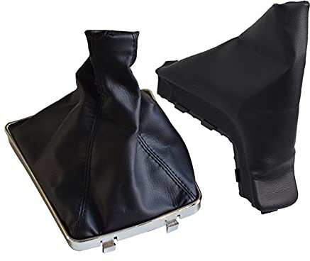 Kakulkomen Soufflet de levier de vitesse + soufflet de frein à main en cuir véritable noir pour Opel Astra H