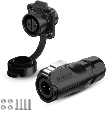 CNLINKO LP-12 Industrieller Wasserdichter Steckverbinder IP68 Rundsteckverbinder Schnellverschluss Luftfahrtstecker PBT-Gehäusestecker Aviation-Anschluss M12 2-8 Polig Flanschdose (2 Polig)