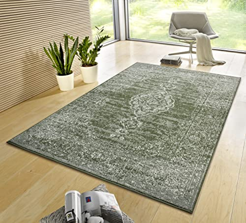 Hanse Home Gloria Orient Teppich 200x290cm – Wohzimmerteppich Mehrfarbig Vintage Teppich Orientalisches Muster für Flur, Esszimmer, Schlafzimmer, Kinderzimmer, Wohnzimmer, Küche – Green