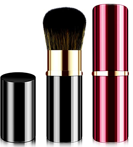 Sibba 2 Pezzi Mini Pennello per Trucco, Pennello per Labbra Portatile da Viaggio Pennello per Labbra Pennello per Fondotinta in Polvere Piccolo Set di Pennelli per Trucco Cosmetico Viso Retrattile