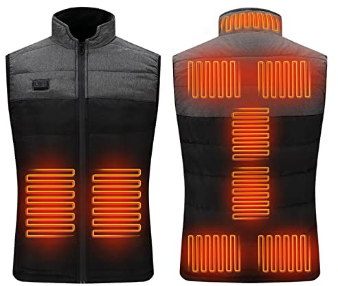 Bseical Gilet Riscaldato Uomo Donna, 3 Temperatura Regolabile Lavabile Giubbotto Riscaldato, Usb Moto Elettrico Giacca Gilet Riscaldante Elettrico, Per Caccia Escursionismo Sci Pesca E Campeggio