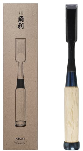 KAKURI Japanischer Holzmeißel für Holzbearbeitung, 18 mm, hergestellt in Japan, professioneller japanischer Meißel Oire Nomi (handgeschmiedet), japanischer weißer Stahl, Nr. 2 Klinge, weißer