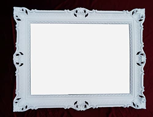 Generisch Cornice portafoto in stile barocco, 50x70 cm, per menu, rettangolare, poster, poster grande XXL, cornice antica, 90x70 cm, cornice per poster, cornice a parete, cornice per specchio (BIANCO)