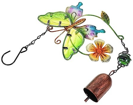 FUNOMOCYA Blumen Windspiel Metall Windglocke Hängeornament Gelbe Blüte Leichtes Eisen Windspiel Für Garten Haus Fenster Veranda Dekoration