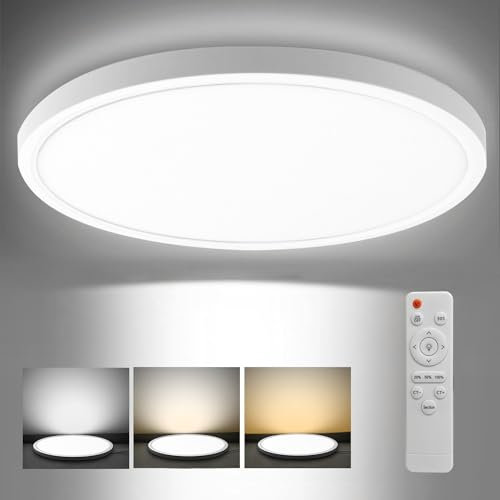 EXTRASTAR Plafon LED Techo 24W, Plafon LED Techo con Control Remoto, Luz Blanca 3000K~6500K, Lámpara 2200Lm, Ø29cm para Sala de Estar, Cocina, Pasillo, Baño, Dormitorio, Estudio